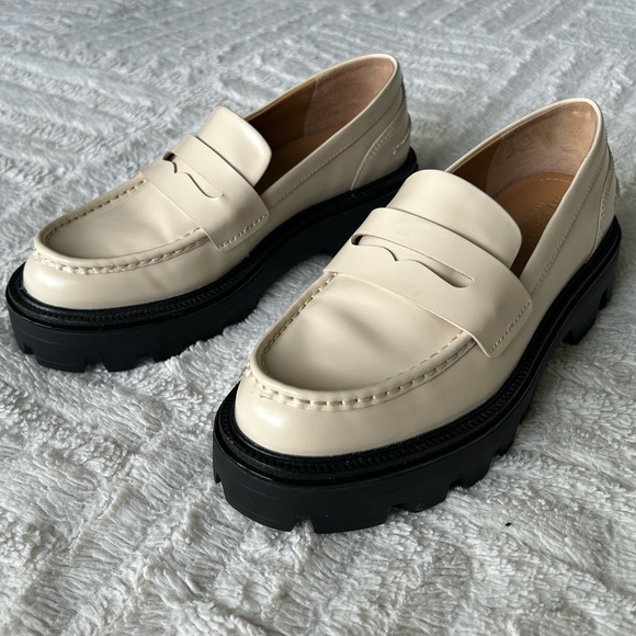 rag & bone Quinn Lug Sole Penny Loafer in Greige/Cream size 37.5 - New! - Picture 6 of 14